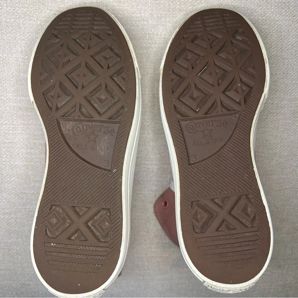 Converse  Platform Pink Leather  Fur Lining inside Sneakers Size 5 - Picture 5 of 7